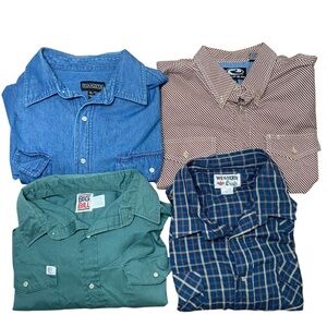 Men's Western Shirts Bundle Button Down and Pearl Snaps XL